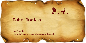 Mahr Anetta névjegykártya